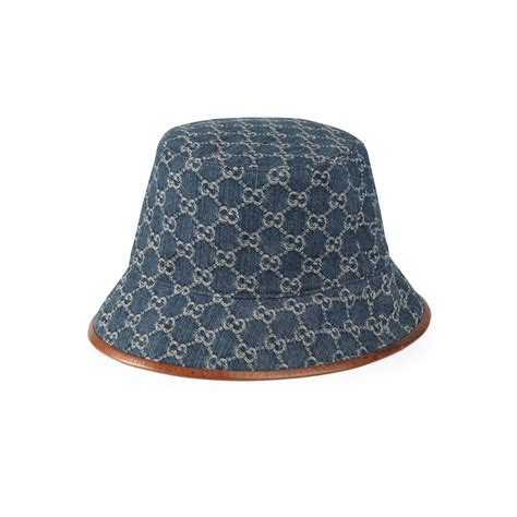 blue stripe gucci hat|gucci blue canvas bucket hat.